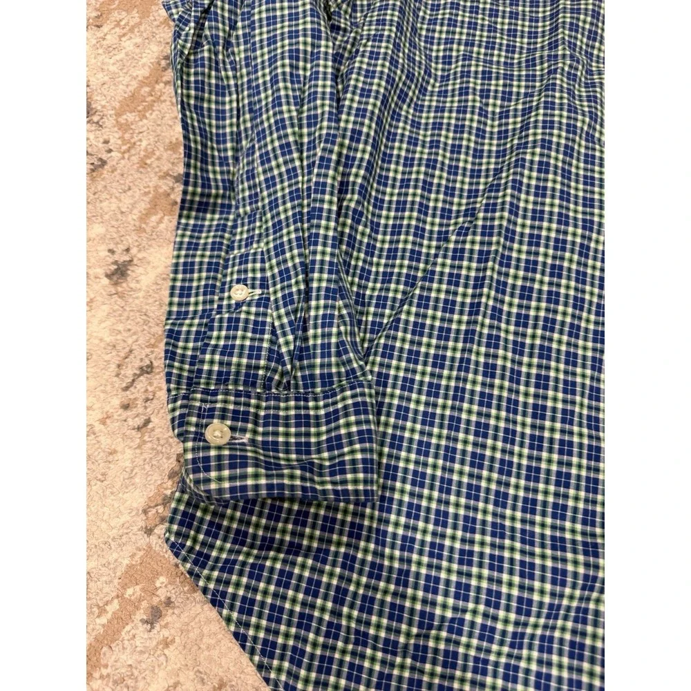 Ralph Lauren Polo Shirt Mens Medium Classic Fit Pony Long Sleeve Green BluePlaid
